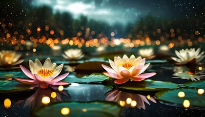 lotus or waterlily flower with bokeh background