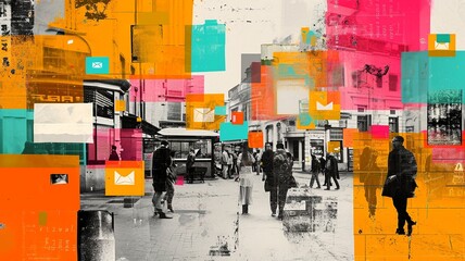 Cityscape and Digital Marketing Fusion Collage

