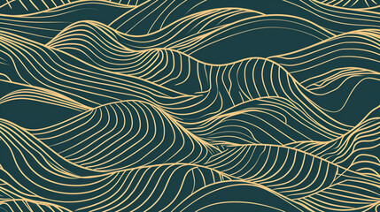 Abstract Premium Vector gold wave pattern. Luxury background for websites. Black, gold, navy blue and white harmony. Elegant design element, leaf,wavy curve wallpaper,minimal line illustration banner