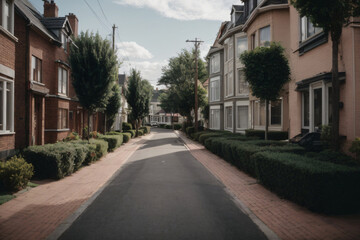 Fototapeta na wymiar Street of residential houses. Ai generated