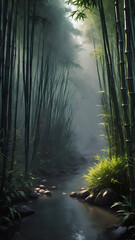Bamboo forest and background Small river.
