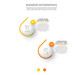 Vector template circle infographics. Business concept with 2 options and parts. Two steps for content, flowchart, timeline, levels