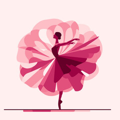 Ballerina in a pink tutu on a pink background, ballet dance performer, Vector illustration, generative ai