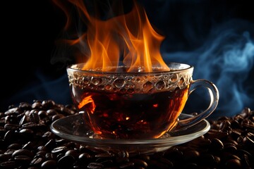 Aromatic and Invigorating. Freshly Roasted Coffee Beans for a Steaming Cup of Delicious Coffee.