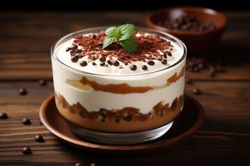 delicious pudding with caramel . ai generated
