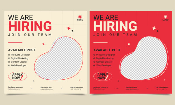 We're hiring job vacancy social media template