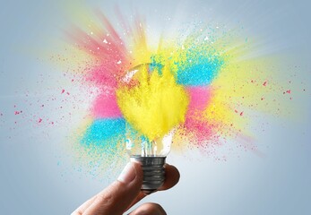 Creative concept of light bulb with colorful colors