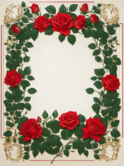 red roses border frame