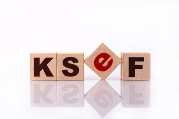KSeF, Krajowy System e Faktur, text written on wooden cubes.