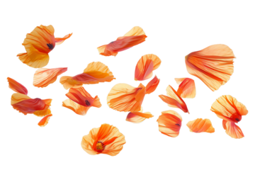 some flower poppy petals flew isolated on white background