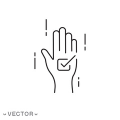 Fototapeta premium hand vote with checkmark icon vector, election concept, thin line symbol isolated on white background, editable stroke eps 10 vector illustration