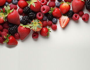 Horizontal banner with berries on white background generated AI