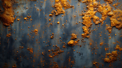 Rustic Blue Charm: Textured Wall with Unevenly Distributed Orange-Brown Specks. Web design background texture