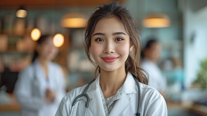 An image of a kind, smiling Asian doctor support for talking about and seeking advice on taking care of