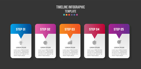 Infographic design template and marketing icons, Business concept with 5 options, parts, steps or processes.