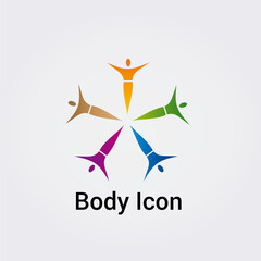 Illustration Corps Silhouette isolée Icône Illustration Couleurs graphique Symbole Nature, Sports et Fitness Solidarité Amour Aide, Logo pour entreprise