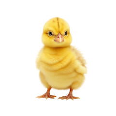 Obraz premium cute yellow little chick on a white or transparent background, little easter chick baby or baby chicken, PNG