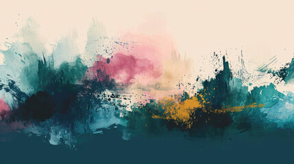 Colorful Abstract Painting with Paint Splatters