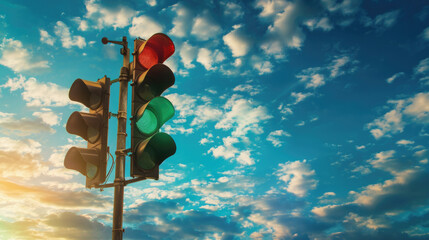 Green and Red Traffic Light - obrazy, fototapety, plakaty