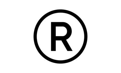 Trademark copyright symbol logo. Trade mark sign circle intellectual legal property register icon - obrazy, fototapety, plakaty