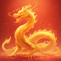 Fototapeta premium chinese new year golden dragon, lunar of the year