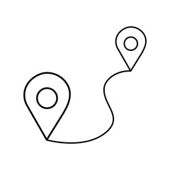 Continuous One line drawing of Route maps and location icons outline vector art illustration