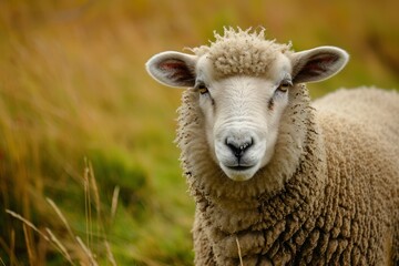 Fototapeta premium A sheep is looking away from the camera