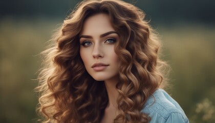 Naklejka premium Beauty girl with long and shiny wavy Hair ,coloring and toning, shatush and balayash . Beautiful women