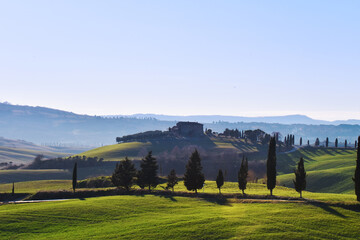 Paesaggio dietro Pienza, Toscana, Italia