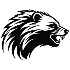 vintage lion logo line art concept black and white color, generative ai.