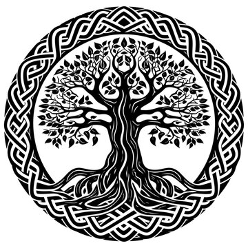 recommend clip art: Yggdrasil tree, vector isolated on white background, generative ai, vector illustration