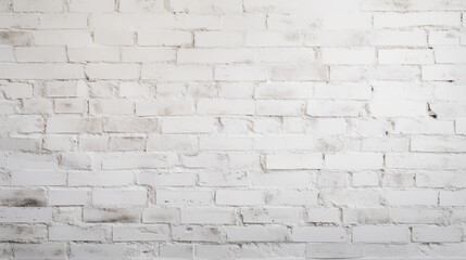 Fototapeta premium White brick walll background. Tile background of weathered brick wall.