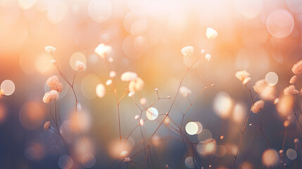 Nano-structure texture copyspace with ethereal bokeh lights on a summer sunset , with soft colors and a sense of nostalgia and longing.
