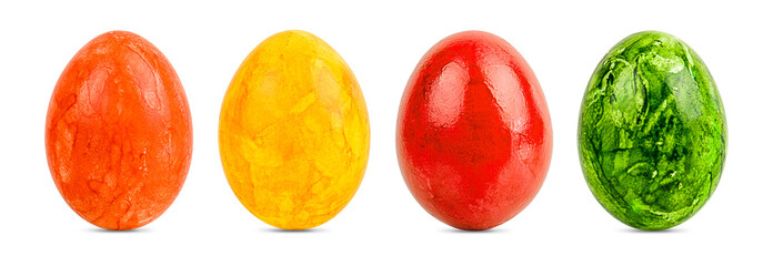 Colorful Easter eggs isolated on a transparent background