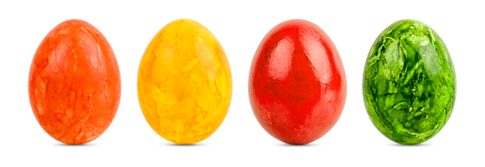 Colorful Easter eggs isolated on a transparent background