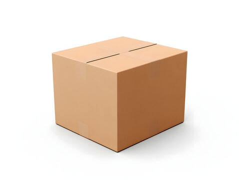 3D blank cardboard box mockup isolated on a white background