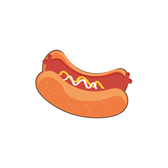 Hot Dog Cartoon mascot character. Food concept. Posters, menus, brochures, web, and icon fast food. illustration fast food. Funny hot dog, wiener, frankfurter character with eyes, legs.