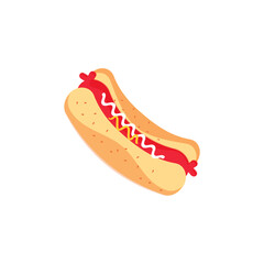 Hot Dog Cartoon mascot character. Food concept. Posters, menus, brochures, web, and icon fast food. illustration fast food. Funny hot dog, wiener, frankfurter character with eyes, legs.