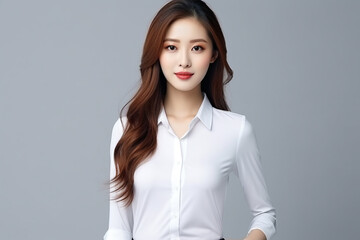 Woman in White Tshirt Mockup created with Generative AI