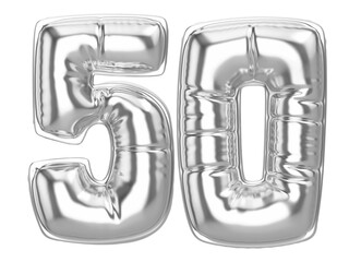 50 Silver 3D Number