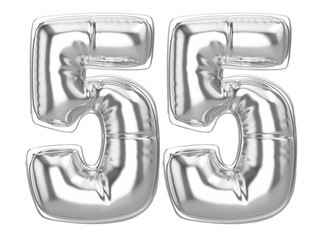 55 Silver 3D Number
