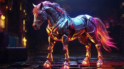 A robot Horse nice view ai generative image