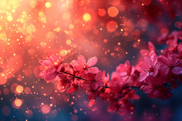 A romantic bokeh of soft red and pink spots, fading softly into a blush-colored backdrop