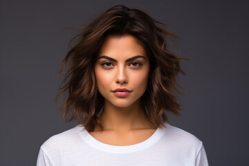 Fototapeta premium Woman in White Tshirt Mockup created with Generative AI