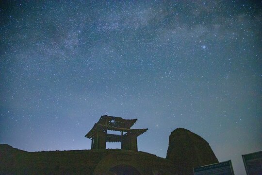 Yongtai Ancient City, Baiyin City, Gansu Province-The Milky Way and the Ancient City under the Starry Sky