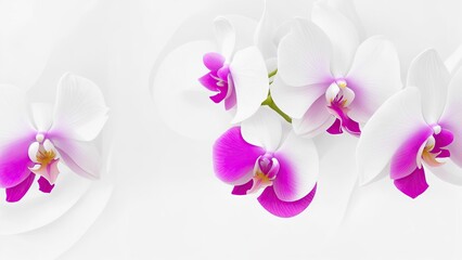 Beautiful Orchid flowers on white surface