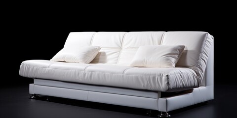 Multi-functional white furniture sofa bed with background isolation.