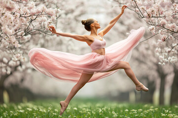 Young beautiful modern style dancer jumping