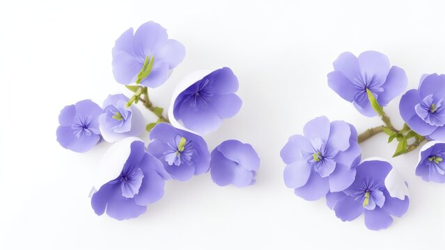 Beautiful Periwinkle flowers on white surface