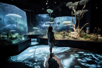 Person Standing in Front of a Large Aquarium